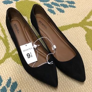 Black Merona kitten heel wedge flats size 9.5